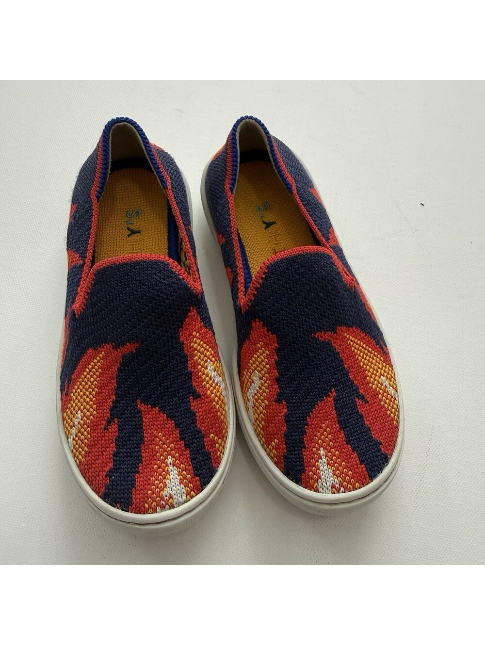 Rothy’s The Kid Navy Flame  Size 10 Slip On Shoes Knit Loafers Sneakers